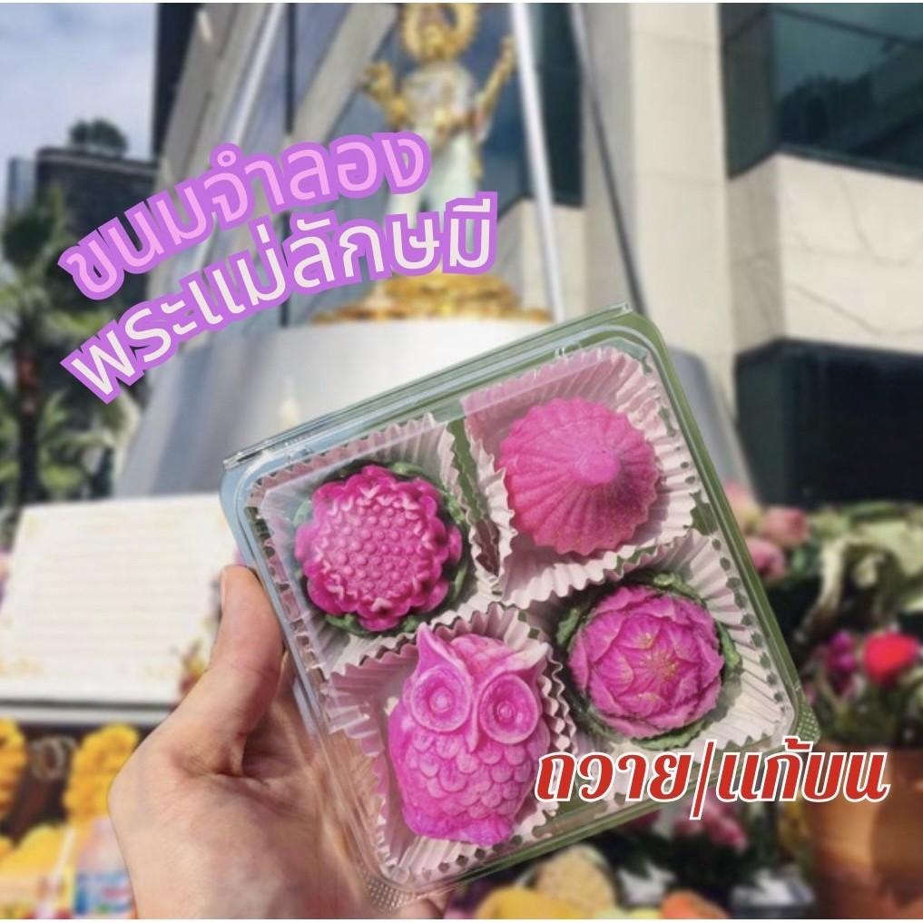 เซตจำลอง(ทานไม่ไ่ด้) ถวายพระเเม่ลักษมี โดมใส เทพฮินดู บัวชมพู นกฮูก ของมงคล ขนมลาดูโมทกะ กาลี f97