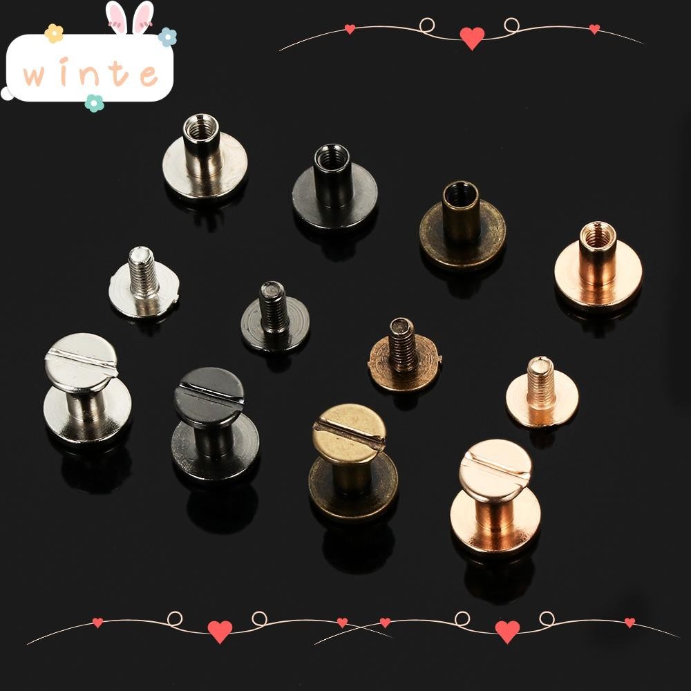 Winte 10 pcs 5/6.5/8mm สายรัดหมุดสกรู DIY Clothes/Bag/Shoes ทองเหลืองเล ็ บหัวกลมสกรู