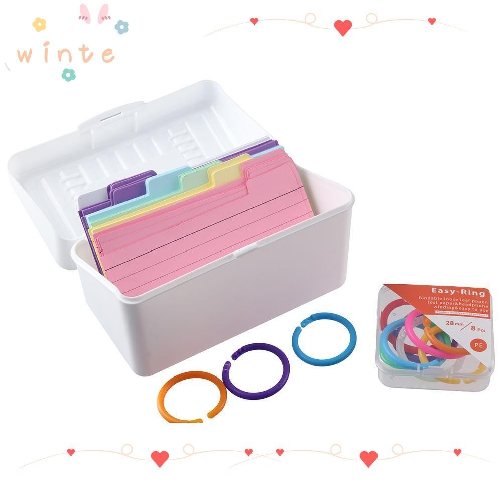 Winte Tabbed Index การ์ด, 150 ชิ้นกล่องเก็บแฟลชการ์ด Dividers, สํานักงาน 8 ชิ้นแหวนกล่องเก็บการเรียนรู้หมายเหตุ