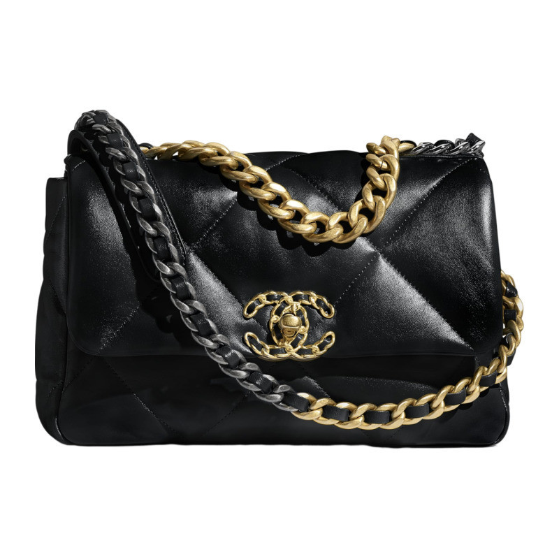 Chanel/Chanel 2023 New Women's Bright Lambskin 19 Handbag, Shoulder Backpack