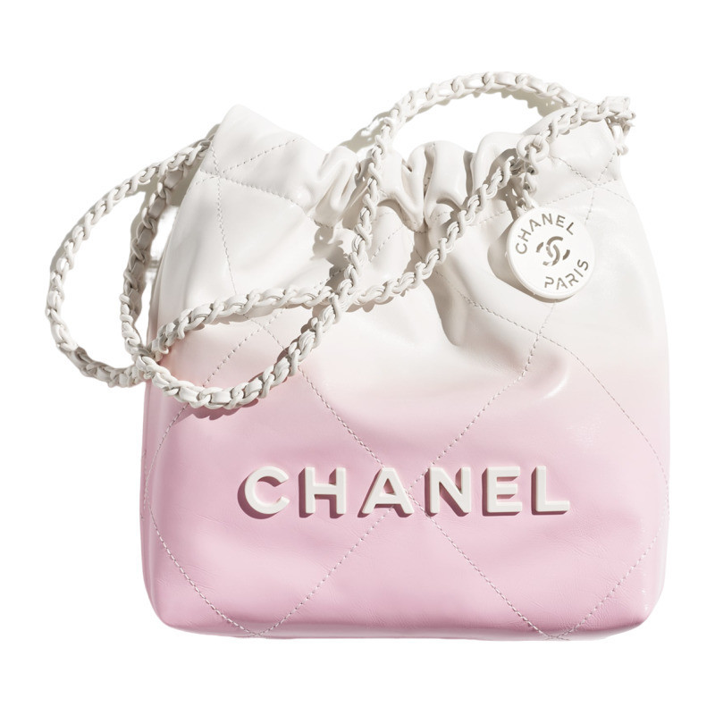 Chanel/Chanel Women's Bag 2024 New Borsa 12 Mini Classic Shiny Lambskin Striped Bucket