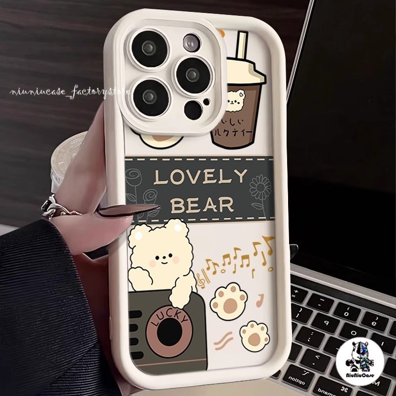 สำหรับ Vivo Y17s Y16 Y35 Y02 Y20 Y17 Y27 Y51 Y21 Y22 V25 การ์ตูนเพลงหมีน้อยรูปแบบนุ่มกรณีซิลิโคนโทรศัพท์กันกระแทกและ