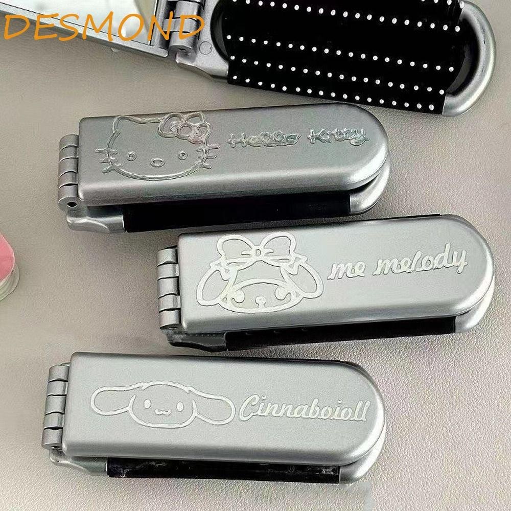Desmond 2 in 1 Comb Mirror Set, Kuromi Melody การ์ตูน Air Bag หวีผม, Kawaii Pochacoo Cinnamoroll Hello Kitty Cat หวีนวดกระจก Travel