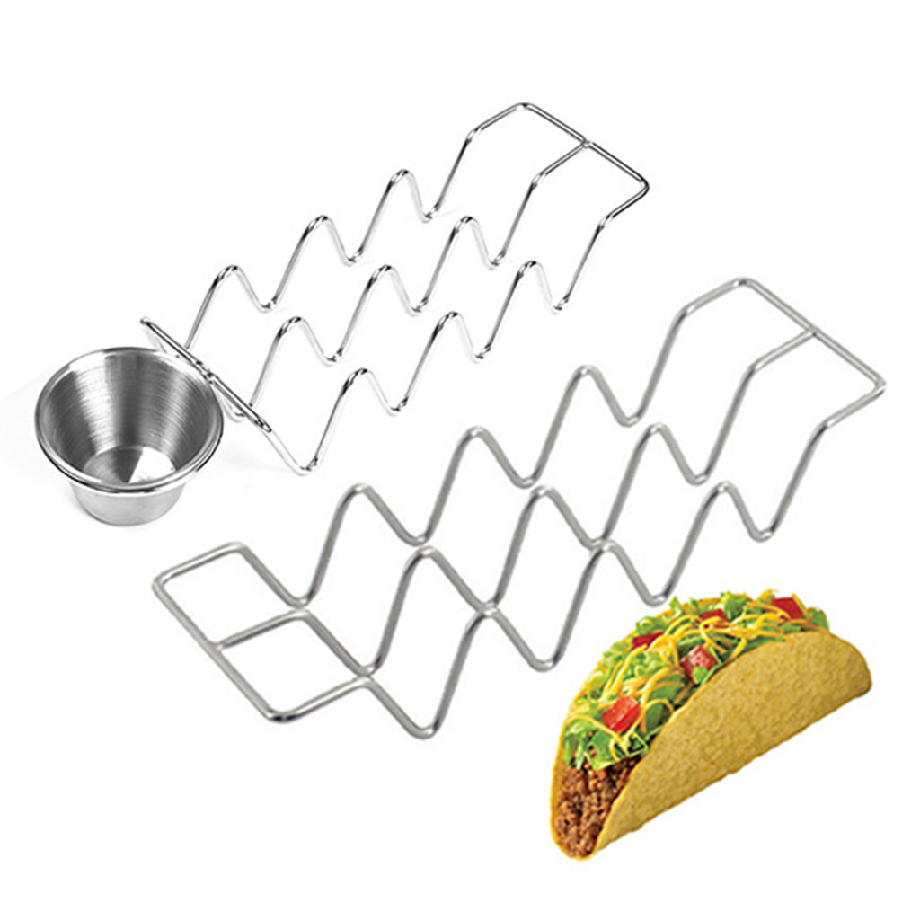 Go * สแตนเลส Taco Stand ผู ้ ถือเครื ่ องล ้ างจานปลอดภัย Taco Shell ผู ้ ถือ Rack ถือ 4 Tacos อุปกรณ ์ ครัวสําหรับย ่ าง Burritos Tortilla Shell เตาอบเบเกอรี ่