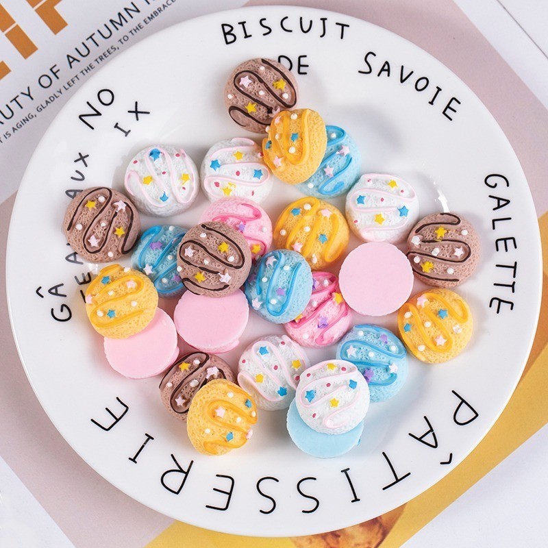 10 ชิ ้ น/set Macaron จําลองไอศกรีมซีกโลกเรซิ ่ น Cabochon DIY เคสโทรศัพท ์ Scrapbooking Craft วัสดุ