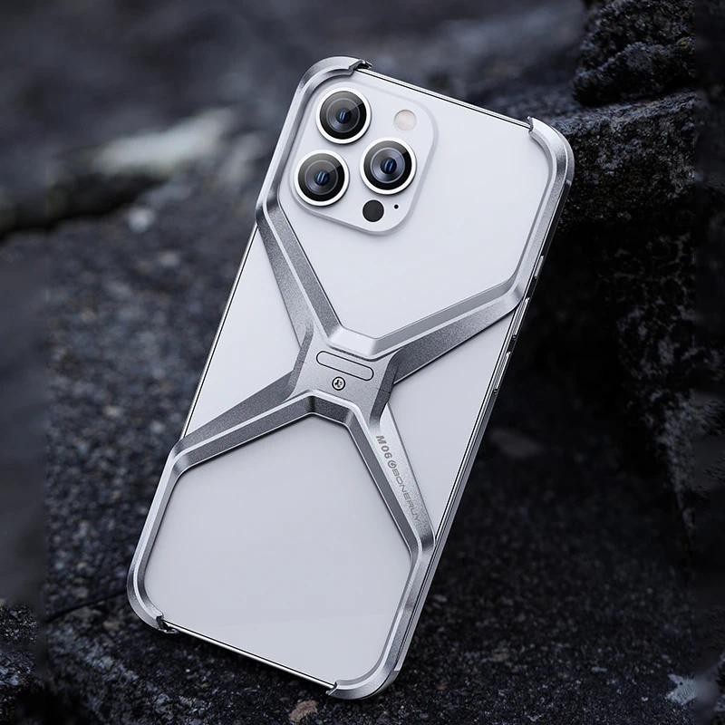 เคสอลูมิเนียมไร้กรอบหรูหราสําหรับ 16 12 13 14 15Pro Max, ชนิด Metal x, ฝาครอบแบบถอดได้, กันกระแทก