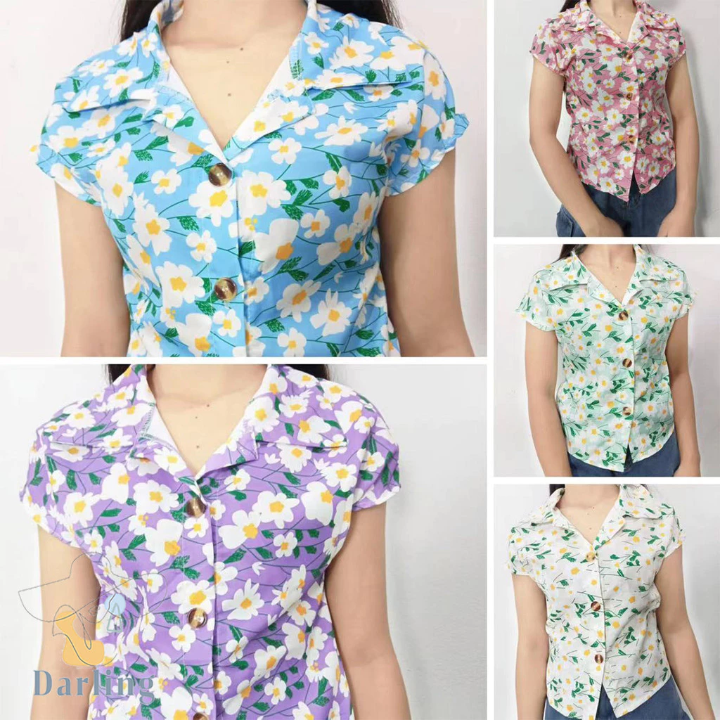 Darling เสื้อแขนสั้นลายดอกไม้ สำหรับผู้หญิง