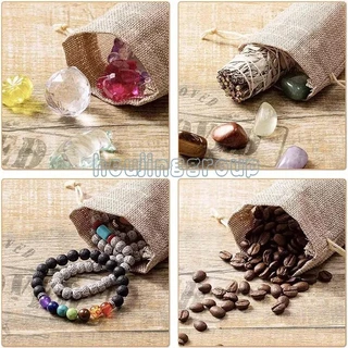 10 ชิ้น Burlap ถุงของขวัญ Drawstring Jute กระเป๋าผ้าลินินกระสอบเก็บกระเป๋า Burlap กระเป๋าสําหรับงานแต่งงานโปรดปรานเครื่องประดับ Pouches