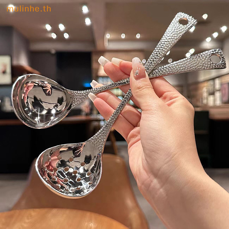 Mulinhe ช ้ อนซุปสแตนเลสลึกช ้ อนความจุขนาดใหญ ่ กระจกเงินขัด Flatware ซุปข ้ าว Home Kitchen Tableware TH
