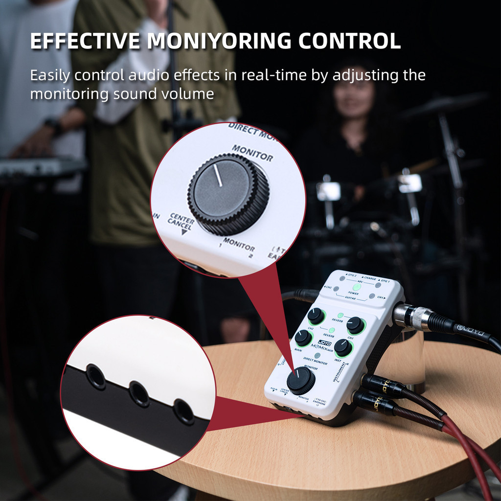 Original JOYO MOMIX PRO Audio Mixer โทรศัพท์ Type-C ขับเคลื่อนอินเทอร์เฟซเสียง USB สเตอริโอ XLR 48V Phantom Power Mixer สําหรับสตรีมมิ่งการบันทึก Podcasting ไมโครโฟน / คีย์บอร์ด