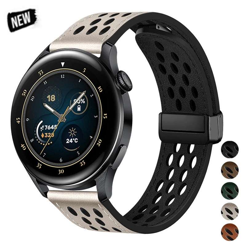 20 มม.22 มม.สายหนังสําหรับ Samsung Galaxy Watch 6 classic 43 47 มม.สําหรับนาฬิกา 6/5/4 40 44 มม. wartch 5pro สําหรับ Huawei GT3 4 Pro active 2 เกียร์ S3 GT2 2e