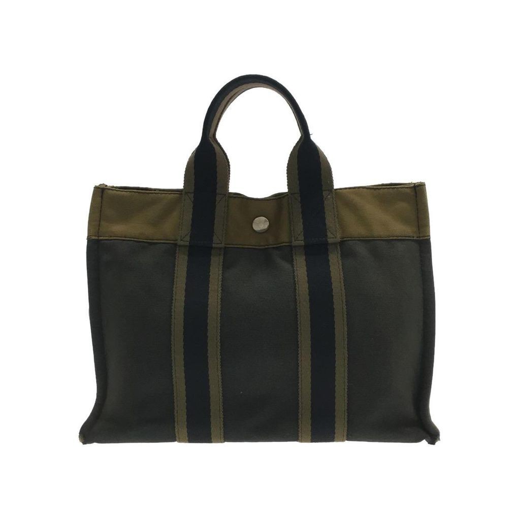 HERMES Tote Bag Canvas Khaki Direct from Japan Secondhand