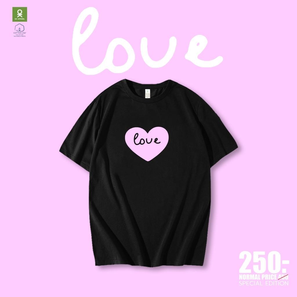 Pride Month Lgbtแขนสั้น เสื้อยืดผู้หญิง OK Apparel เสื้อยืดคอกลม ลายหัวใจชมพู ผ้าดีมากก เดือนความภาค