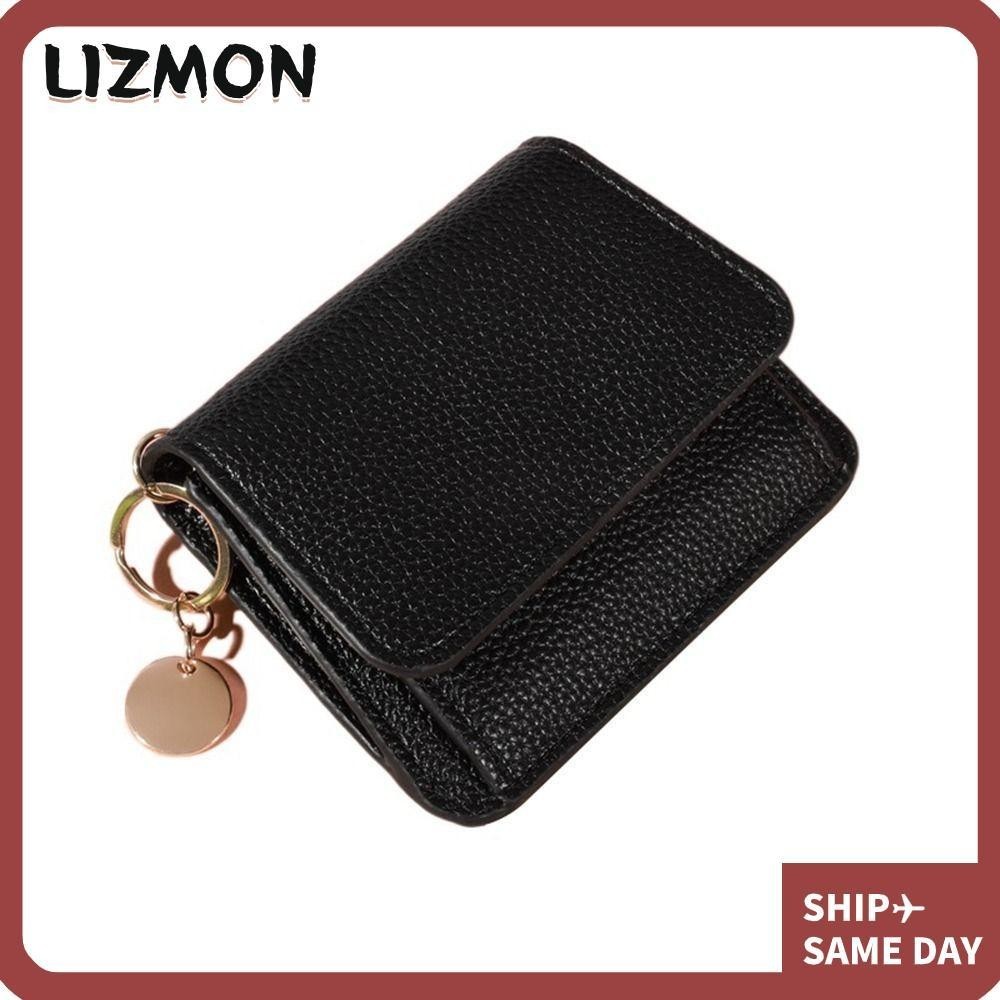 Lizmon กระเป ๋ าพับ , กระเป ๋ าสตางค ์ สั ้ นพับได ้ สีทึบ , กระเป ๋ าใส ่ บัตรสั ้ นแฟชั ่ นมัลติฟังก ์ ชั ่ นผู ้ หญิง