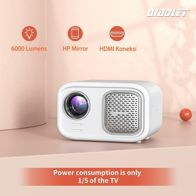 QIAOLET โปรเจคเตอร์ Android K1 Projector 6000 Lumens 1080P HD ระบบ Android 9.0 ความละเอียด: 1920*108