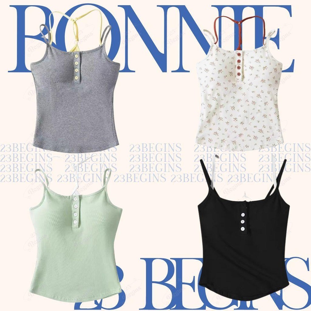 Bonnie สายเดี่ยว สายเดี่ยวสีพื้น มีฟองน้ำ (6620)