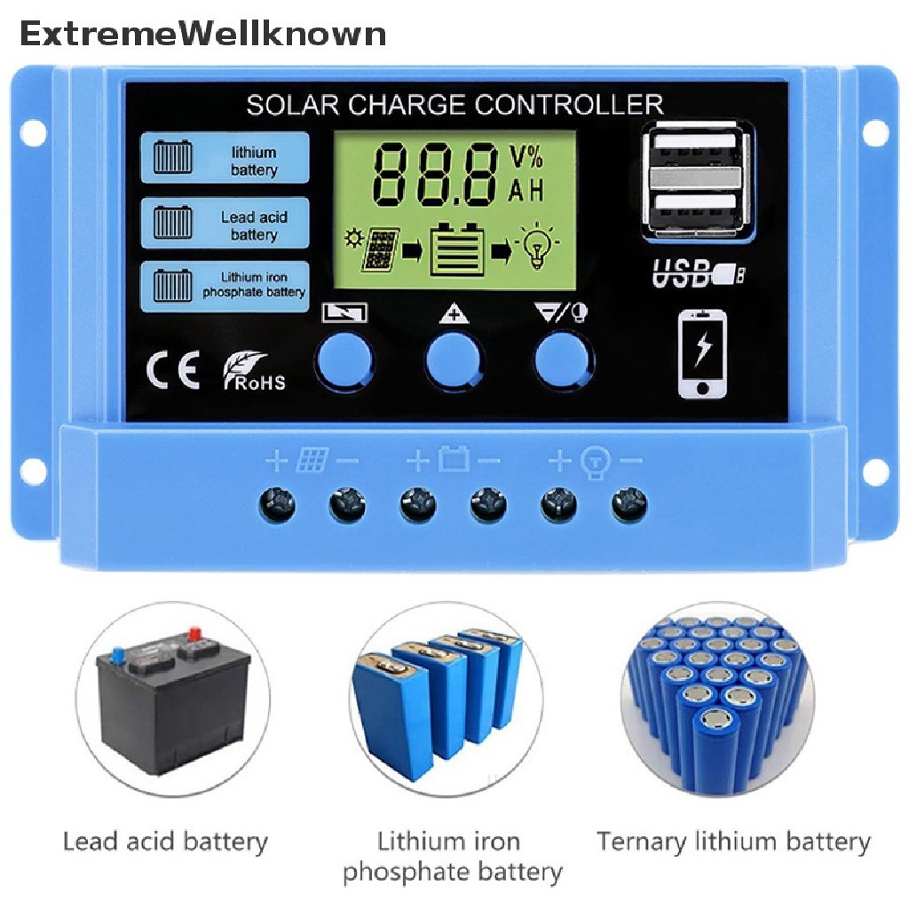 [ExtremeWellknown] 30A 20A 10A Solar Charge Controller 12V 24V Auto Solar Panel PV LCD Controller For Lead-Acid , Lithiu