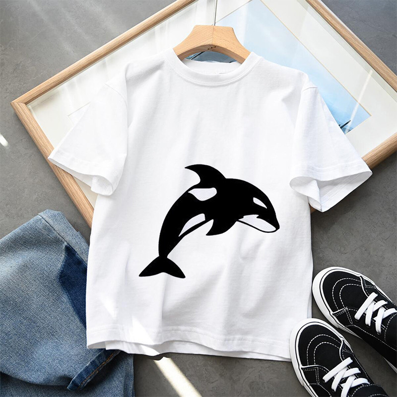 ฤดูร้อนฉลามแฟชั่น ยู นิสซ์ การ์ตูนตลกเสื้อยืดเด็กแขนสั้นประเดิมเด็กทารกปลาโลมาท็อปส์ปลาวาฬสาวเสื้อผ้า - รูปที่ 6