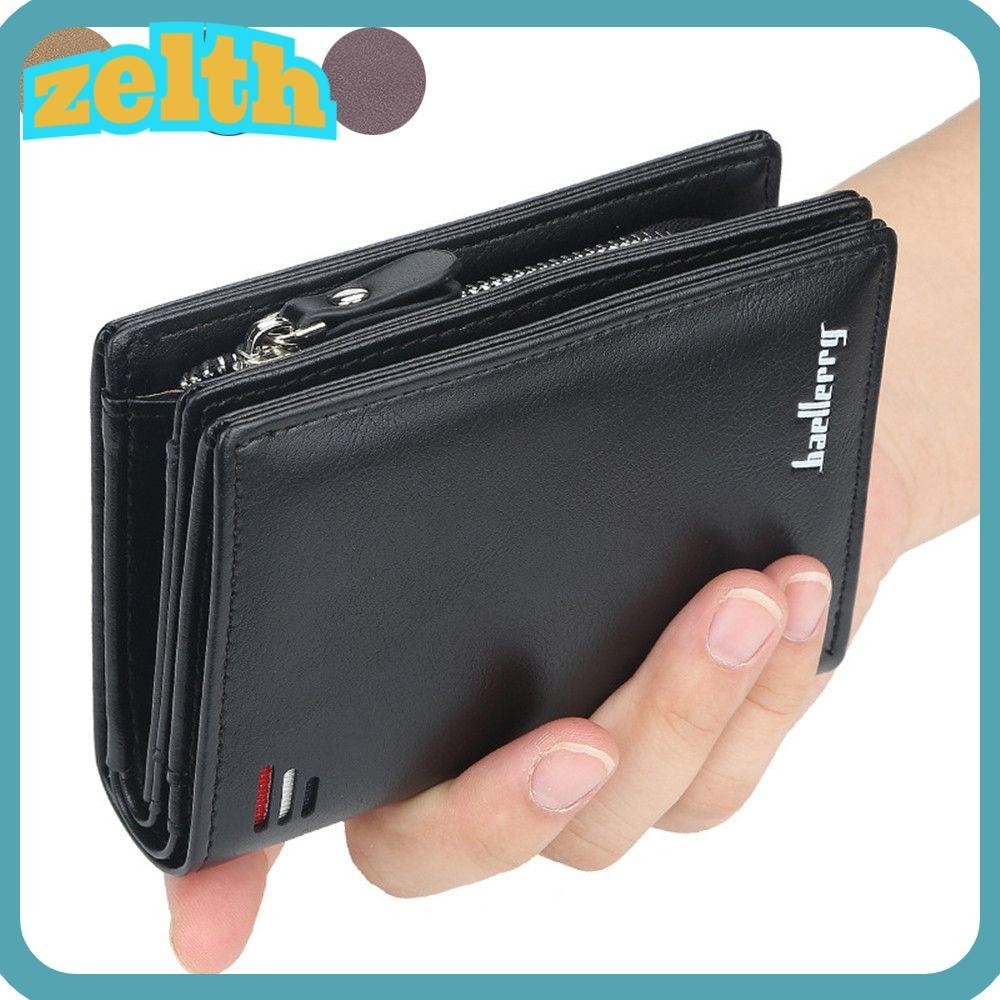 Zelth Mens Leather Wallet Fashion ID Card Multifunction Card Holder