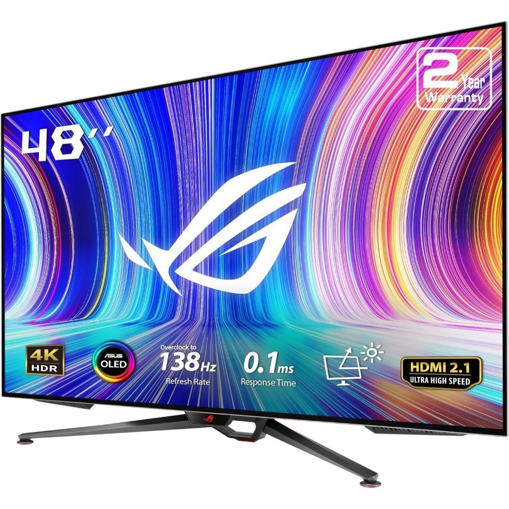 ASUS ROG Swift PG48UQ 47.5” OLED 4K UHD (3840 x 2160), 138Hz, 0.1ms, HDMI 2.1, True 10 bit, DCI-P3 9