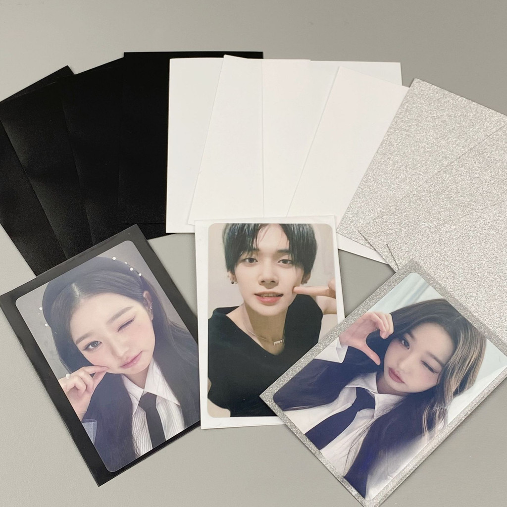 50 ชิ ้ นการ ์ ดแขน Frosted สีดําสีขาวเงินแขน Kpop Photocard Protector การ ์ ดตกแต ่ งฟิล ์ ม