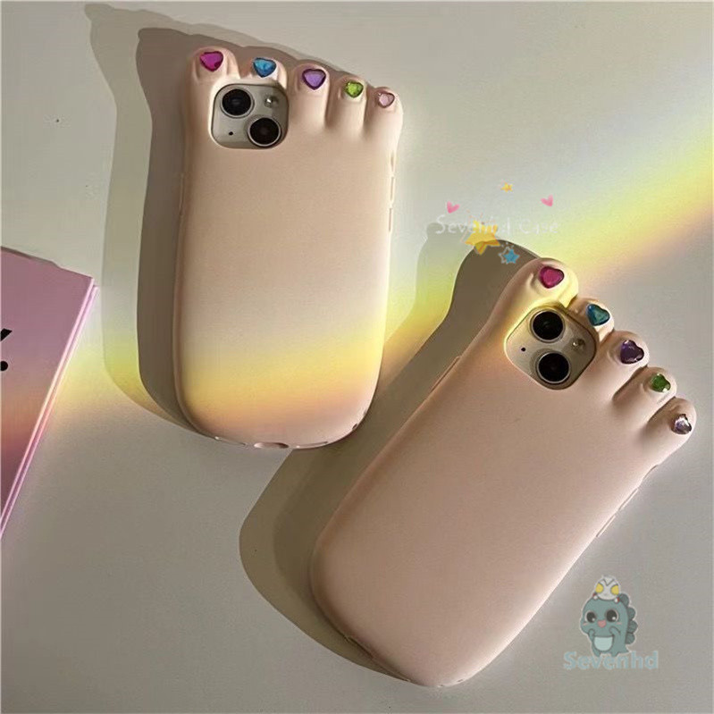 เข้ากันได้ สําหรับ ไอโฟน 15 14 13 12 11 มือโปร สูงสุด หรูหรา 3ง ซิลิโคนโทรศัพท์กรณีคู่การ์ตูนน่ารักเท้าตลกกันกระแทกนุ่ม ทีพียู ปกหลัง