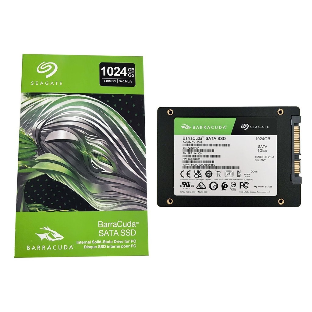 Seagate BarraCuda SATA SSD 1024GB (ZA1024CV1A002) - SATA III 6Gb/s, 2.5-inch, for PC
