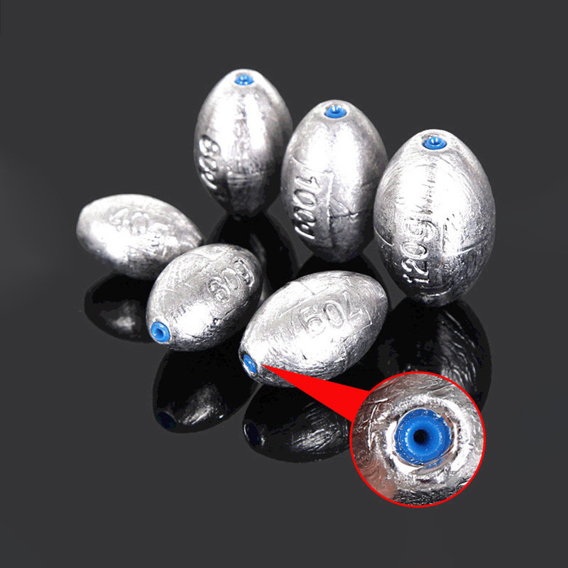 ตกปลาตะกั่ว Sinker รูปมะกอกน้ําหนัก Sinker Hook Connector รอบ Shot Hole Lures ตะกั่วน้ําหนักปลาคาร์พตกปลา Accesories