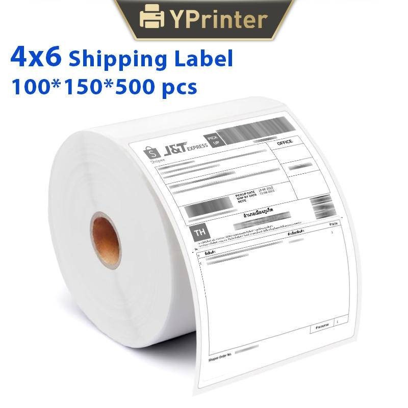 [100x150x500ใบ] กระดาษสติกเกอร์ความร้อน  4x6 Label Sticker ปริ้นใบปะหน้าพัสดุเหมาะสำหรับขนส่งทั่วไป