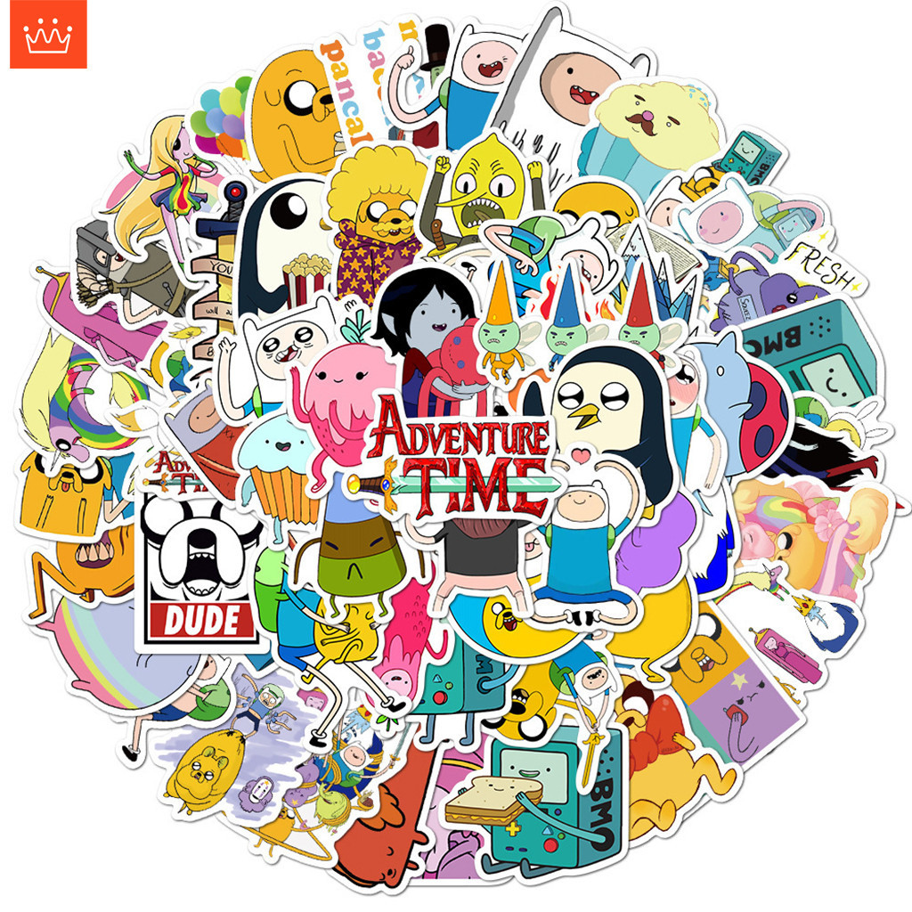 ชุดสติ๊กเกอร์ Adventure Time ชุดสติ๊กเกอร์กราฟิตี้กันน้ำลายการ์ตูน, 50 แผ่น/ชุด