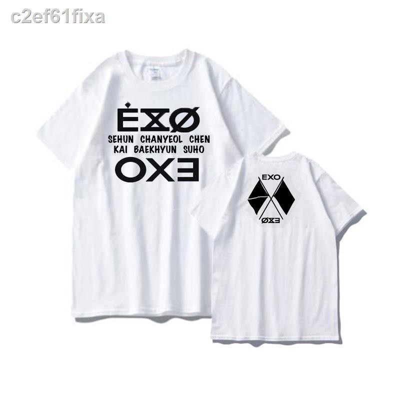 （จัดส่งทันที）EXO Kpop Obsession Sehun Chanyeol Chen Kai Baekhyun Suho เสื้อยืดผู้หญิงผ้าฝ้ายแขนสั้น