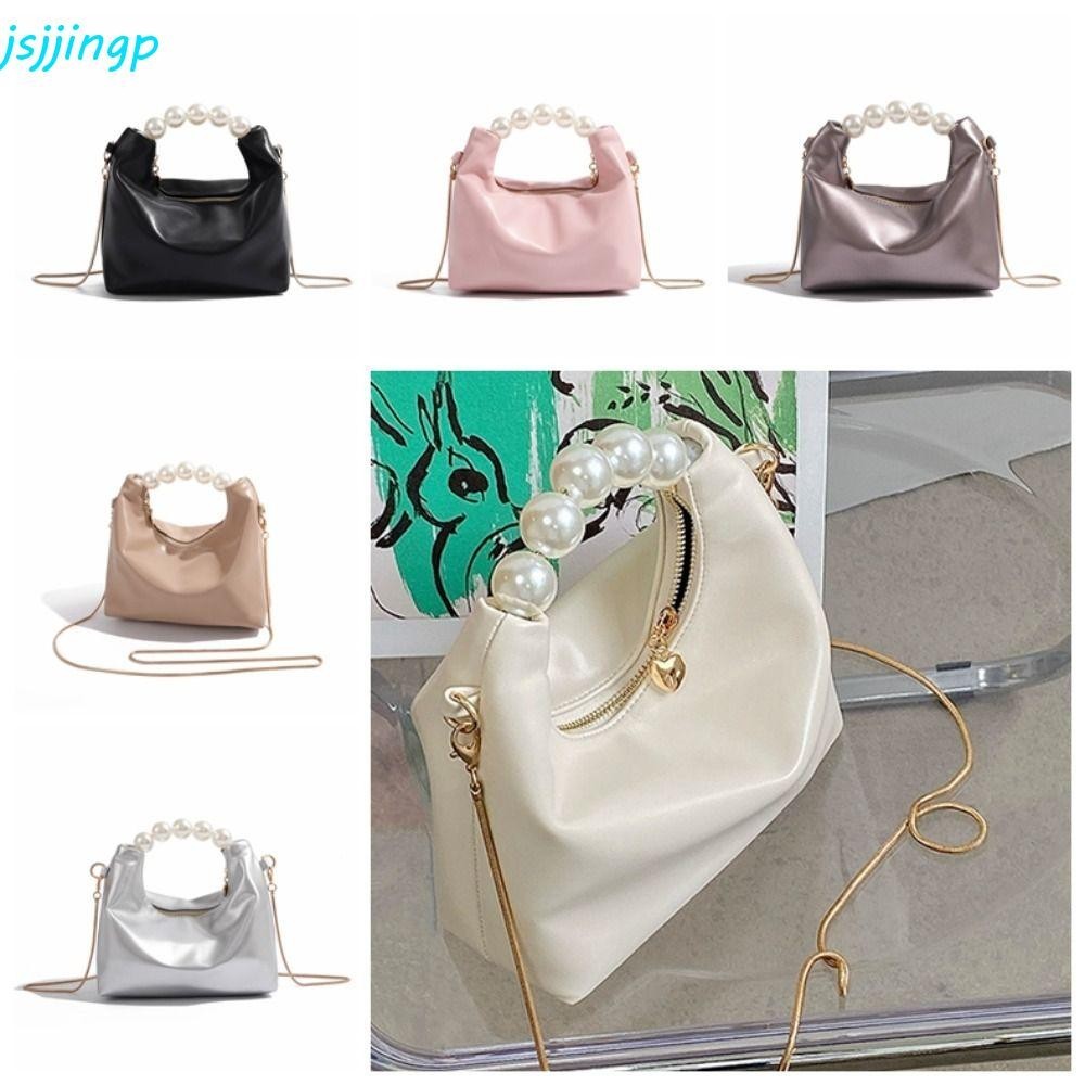 Jzjjingp PU Cloud Bag, สไตล ์ เกาหลีสีทึบมุกกระเป ๋ าถือ,อินเทรนด ์ งูกระดูกโซ ่ กระเป ๋ าผู ้ หญิงCrossbodyกระเป ๋ าผู ้ หญิง