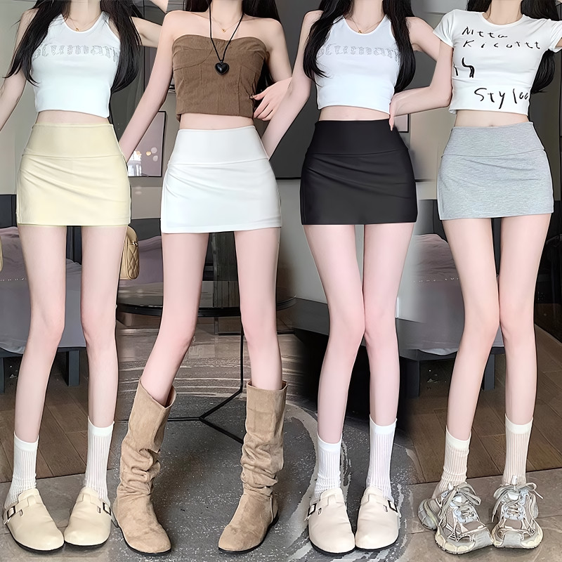 SuySuy พร้อมส่ง กระโปรง แฟชั่นทรงเอ ผ้าเรยอนยืดหยุ่น ผ่าข้าง แฟชั่นฤดูร้อน สไตล์ลำลอง