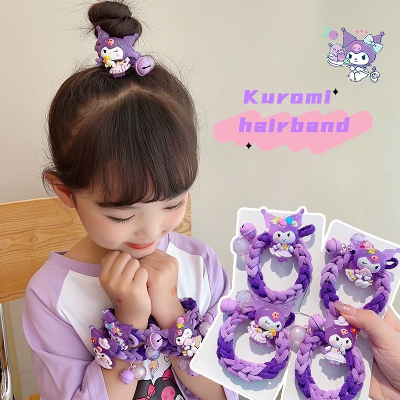 การ ์ ตูนเด ็ ก Sanrio ถักเปียผูกที ่ คาดผมสาวหวานหัวลูกชิ ้ นหางม ้ าสูงยางรัดผมเครื ่ องประดับผม