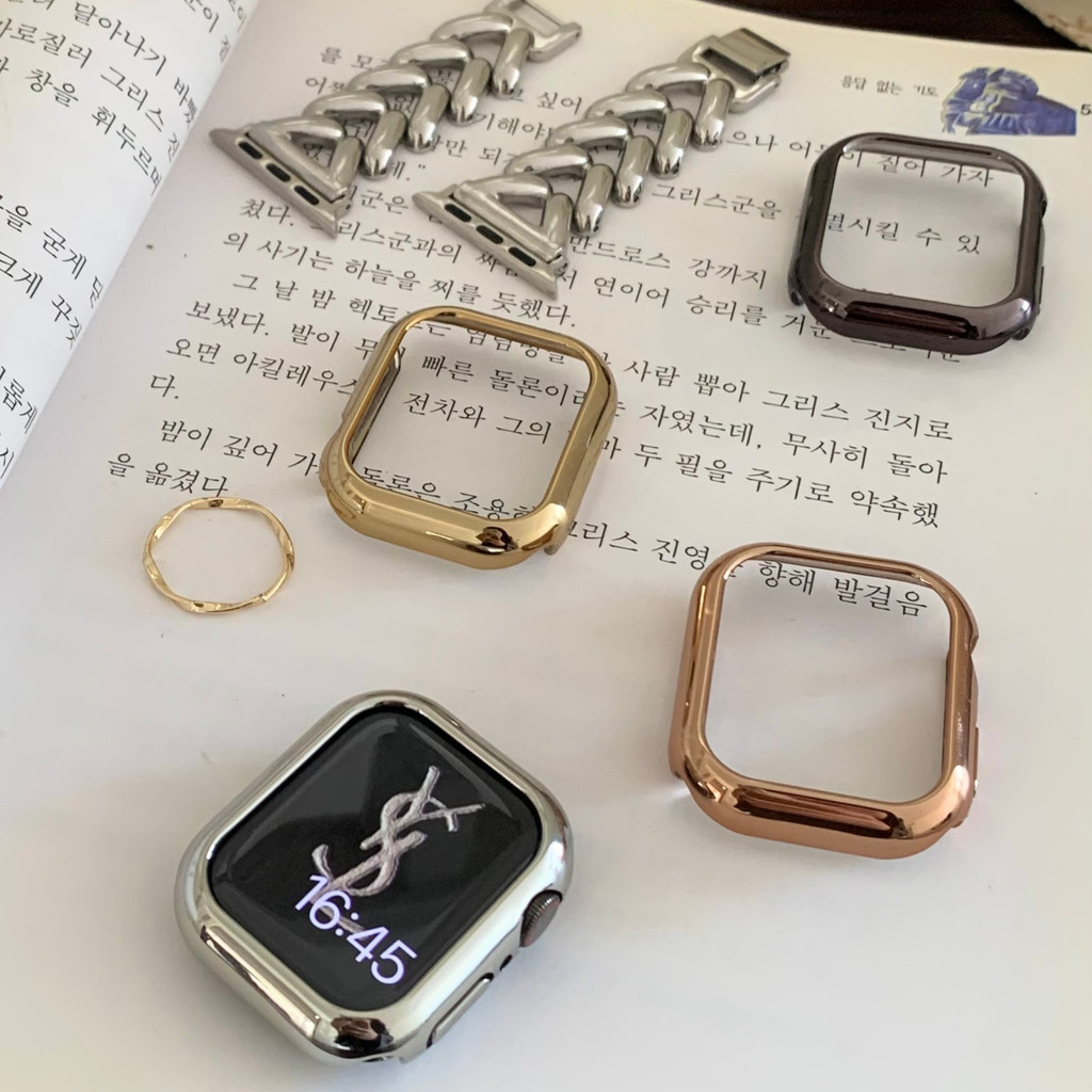 Hollow Electroplating สําหรับ Apple Watch Series 10 9 8 7 6 SE 5 4 1 2 3 Ultra/Ultra 2 สําหรับ i-Watch 46 มม.49 มม.45 มม.40 มม.44 มม.41 มม.38 มม.42 มม.นาฬิกาฝาครอบกันชน ราคา ถูกที่สุด ดีลบีเคเค แกลเลอรีภาพที่ 6