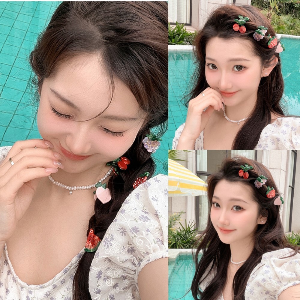 ฤดูร ้ อนจําลองผลไม ้ เจ ้ าหญิงหัว Fragmented ผมคลิปน ่ ารัก Headwear สาว
