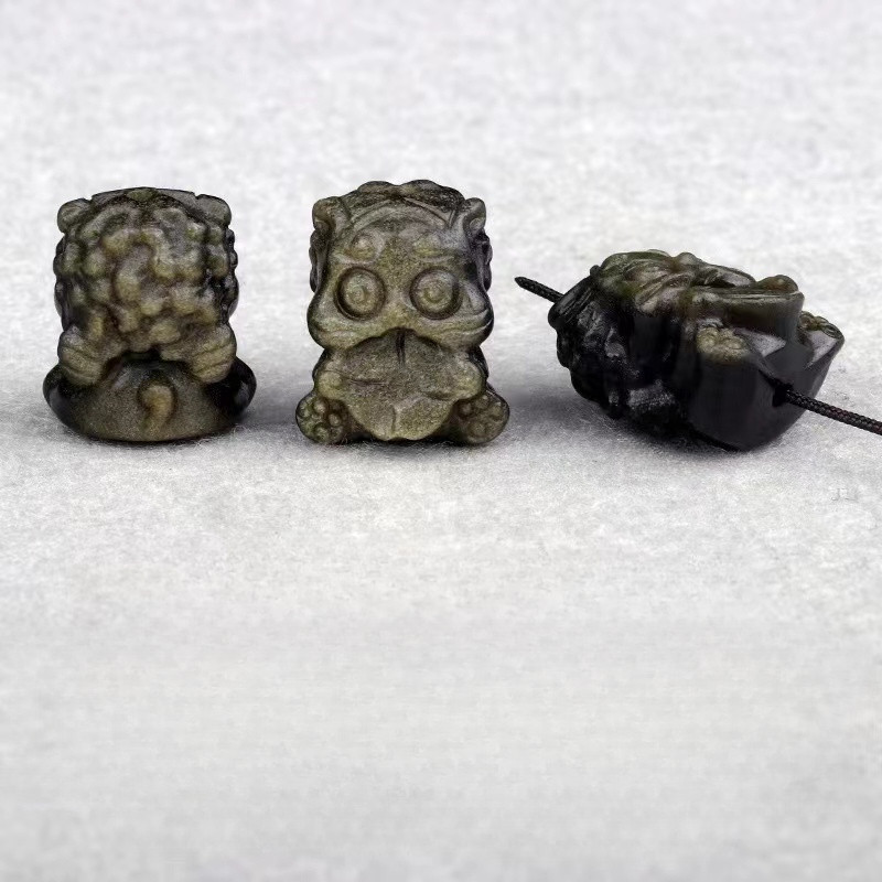 Gold obsidian 天然 金 金 diy สร้อยข้อมือ项链配件