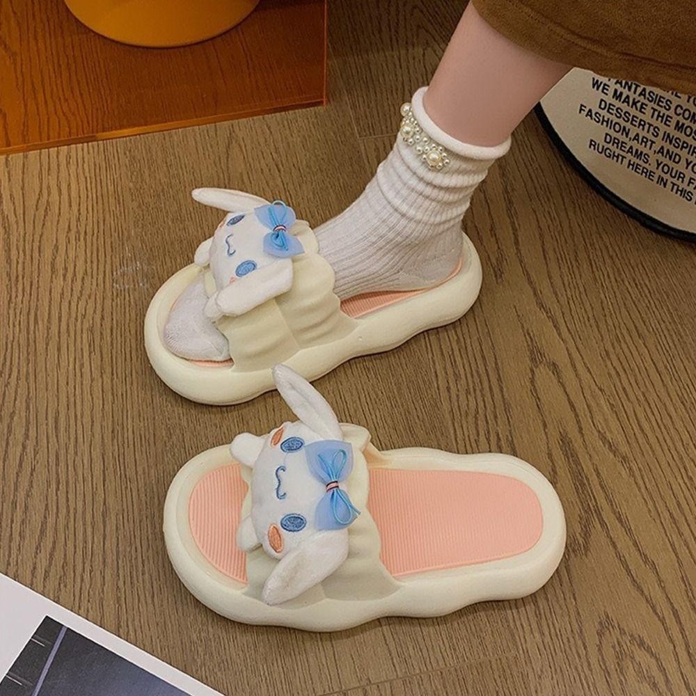 LYNDON Kawaii รองเท้าแตะเด็กผู้หญิง, Cinnamoroll การ์ตูนหอพักรองเท้าแตะ, สวมใส่ Anti-Slip อะนิเมะนุ่มหนารองเท้าในครัวเรือนหญิง