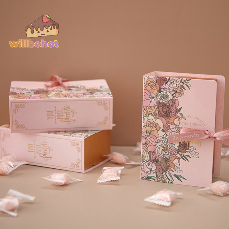 [WillbehotT] กล่องของขวัญรูปร่างหนังสือ 5 ชิ้น Ith Ribbon Paperboard Candy ช็อกโกแลตปัจจุบันกล่องบรรจุภัณฑ์สําหรับงานแต่งงานวันเกิดวันแม่ [ใหม่]