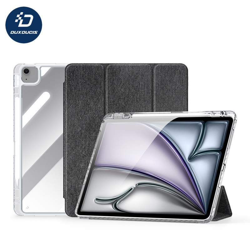 สําหรับ iPad Pro 11 12.9,Air 11/13,Air 4/5 10.9 กรณี DUX DUCIS Unid Series หนัง PU PC TPU คริสตัลใสขาตั้งปากกาฝาครอบ