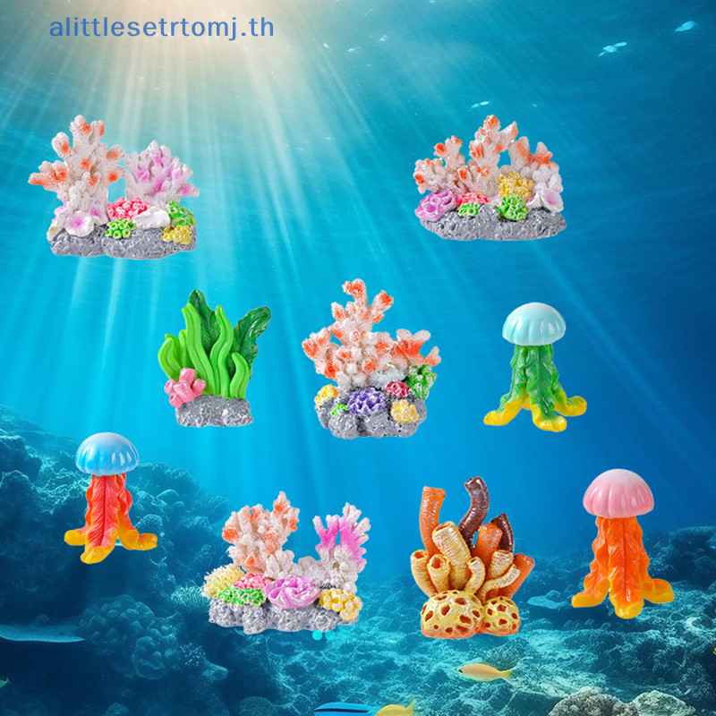 Alittlese Mini เรซิ่นปลาอุปกรณ์เสริม Aquarium พืชตกแต่งเรซิ่น Reef Rock ประดิษฐ์ Coral Desktop Adornment ปลาเครื่องประดับน้ํา TH