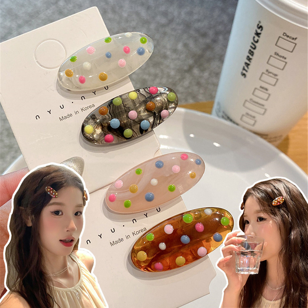 กิ ๊ บติดผมเกาหลีน ้ ํามันหยด Polka Dot Hairpin น ่ ารักด ้ านข ้ าง Bangs คลิปหักอุปกรณ ์ เสริมผม