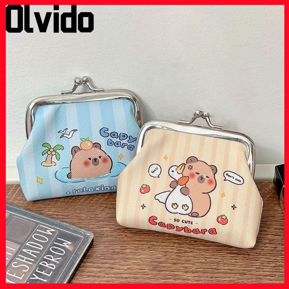 Olvido Hasp เปลี่ยนกระเป๋า,ถุงเก็บน้ําหนักเบา Capybara กระเป๋าใส่เหรียญการ์ตูน,แบบพกพามินิ PU เด็กคลัทช์กระเป๋าเงิน