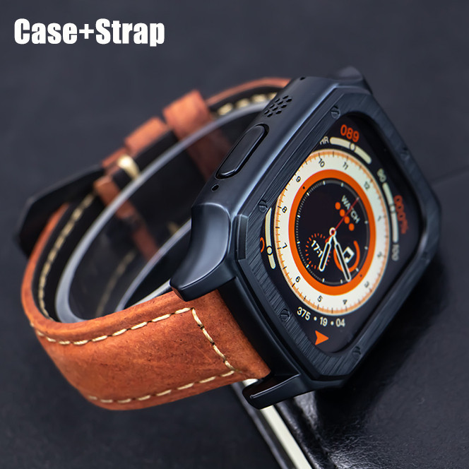 สายหนัง + เคสเข ้ ากันได ้ กับ Apple Watch ultra 2 49 มม . Iwatch ultra
