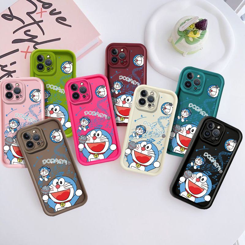 สําหรับ Xiaomi Redmi 10 10a 10c 10x11a 12 12c 13c/Poco M2 M3 C55 C65 ปลอกการ์ตูนน่ารักโดราเอมอนร้องเพลงคาราโอเกะซิลิโคนกันกระแทกเคสโทรศัพท์