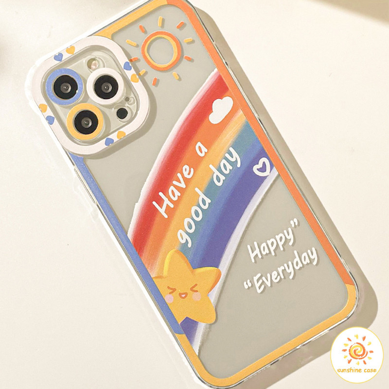 สุขสันต์แสงแดด เคสโทรศัพท์ลายการ์ตูนแบบใส ไอโฟน11 For iPhone11 12 13 14 15Pro MAX X XS 6 7 8Plus SE2020เคสโทรศัพท์