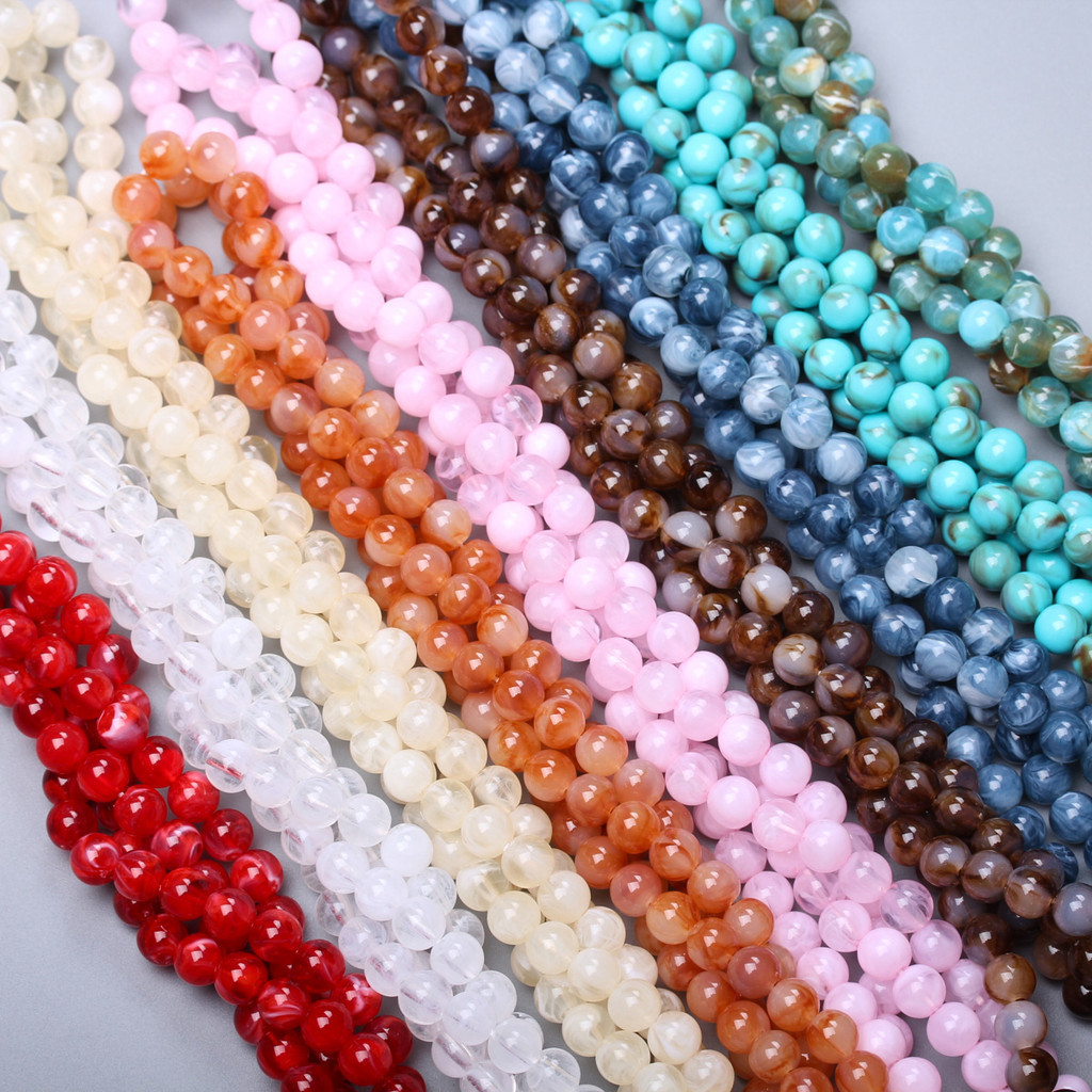 50 ชิ ้ น 8 มิลลิเมตรสร ้ างสรรค ์ เลียนแบบหินธรรมชาติรอบหลวมลูกปัดสีเมฆผล DIY สร ้ อยข ้ อมือสร ้ อยคอทําอุปกรณ ์ เสริม