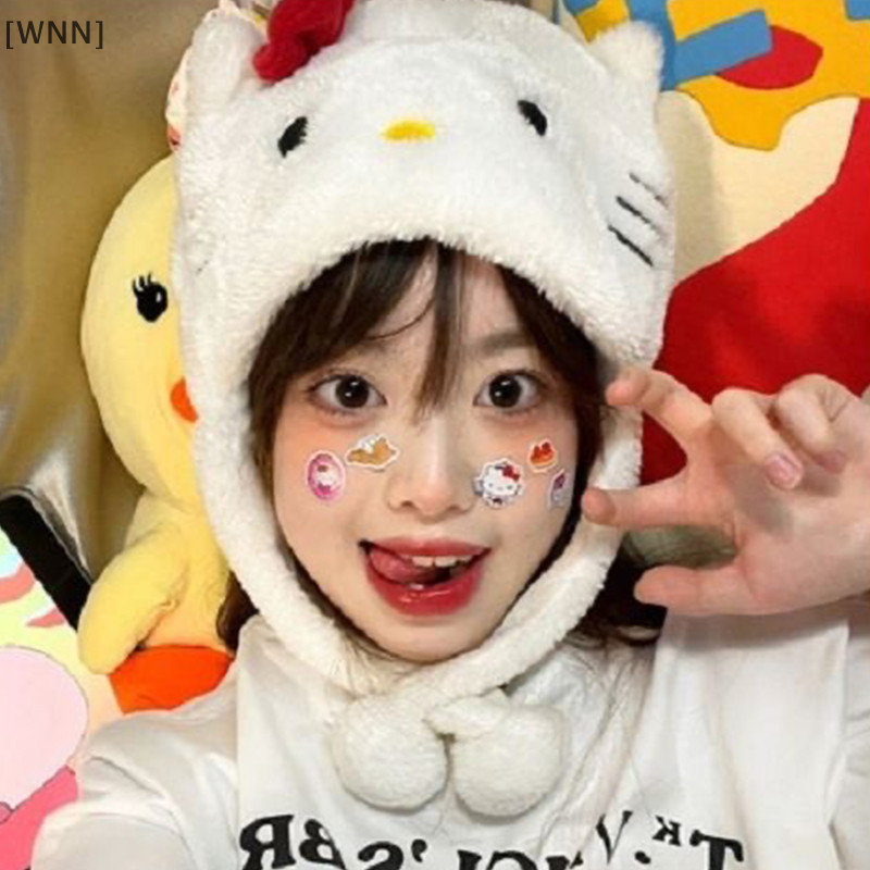 [WNN]พร้อมสต็อก Kawaii KT แมวตุ๊กตาหมวกน่ารักการ์ตูน Hello Kitty Pullover หมวกหนาอุ่นป้องกันหูหมวกขี่สําหรับสาวของขวัญ TH
