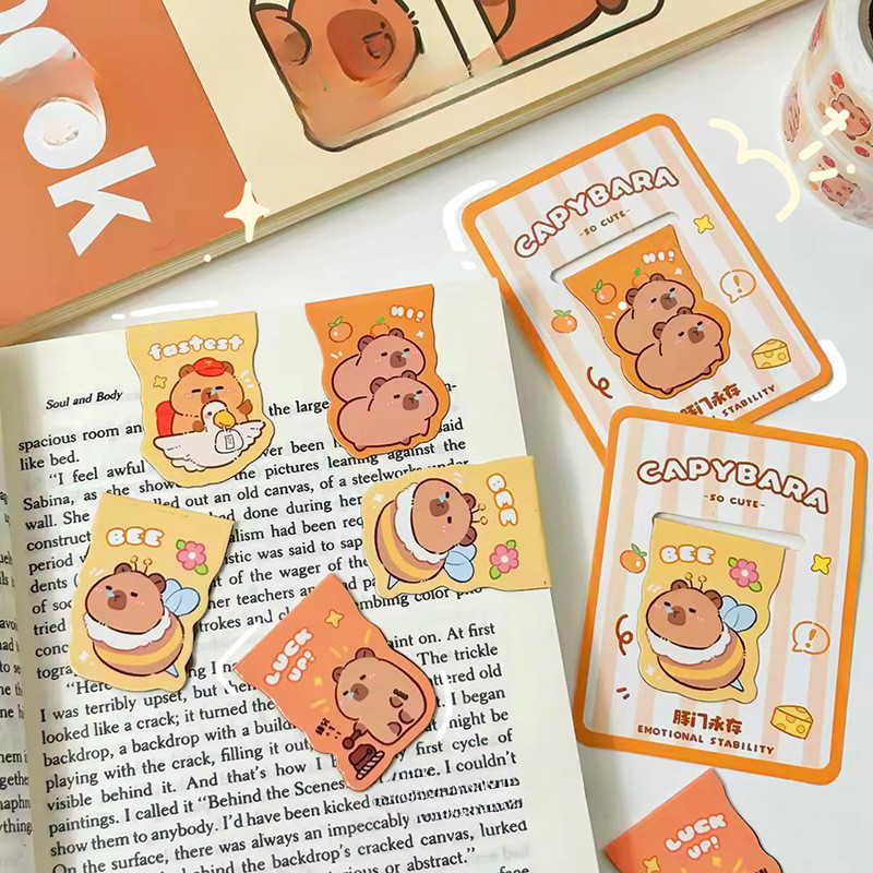 Capybara บุ ๊ คมาร ์ คแม ่ เหล ็ กน ่ ารักการ ์ ตูนรูปแบบหน ้ า Marker สํานักงานโรงเรียนเครื ่ องเขียนซัพพลายของขวัญวันเกิด