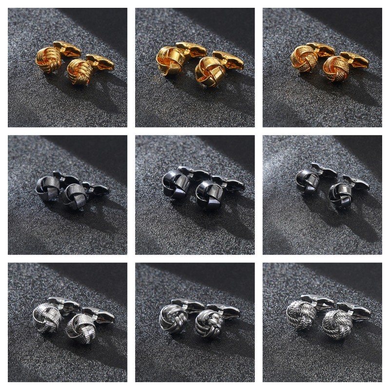1 คู่ชายเสื้อฝรั่งเศส Cufflinks ทองแดงสีดําทอง Silver Twist Cufflinks แฟชั่นเครื่องประดับสําหรับชาย